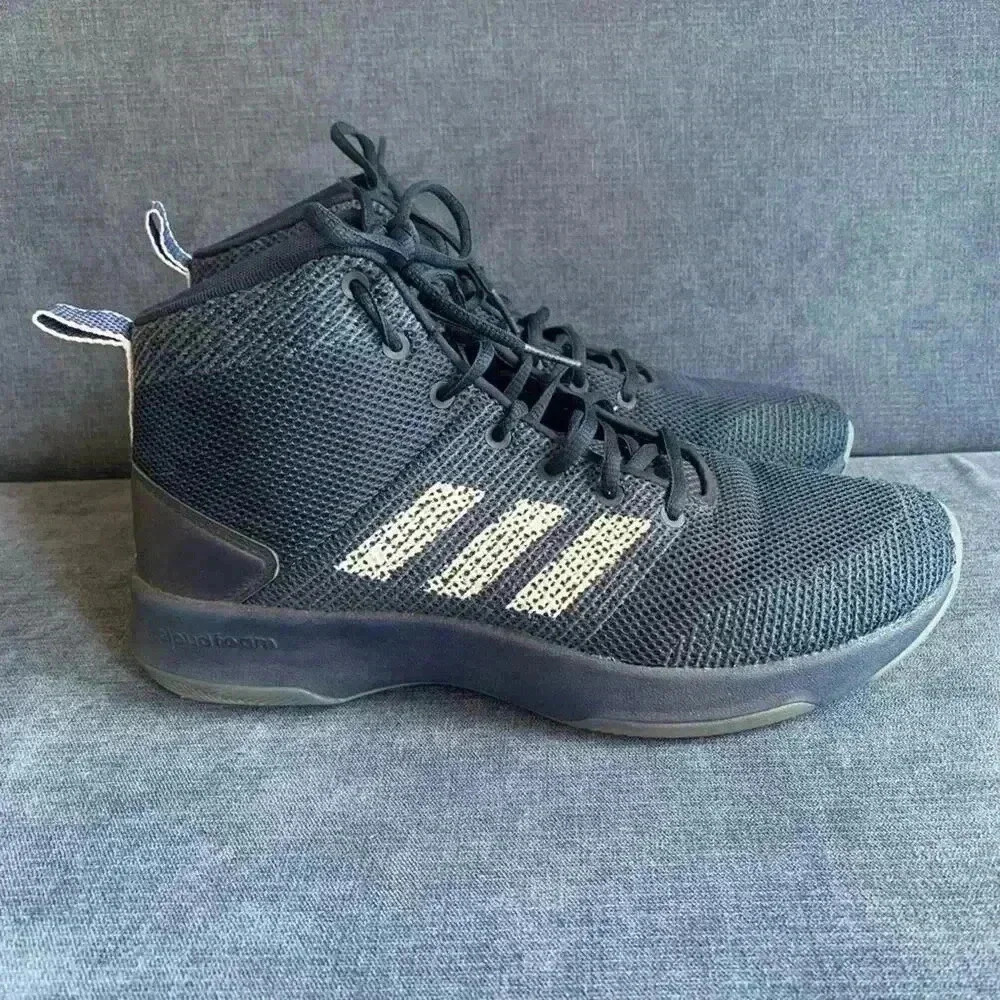 Men’s Adidas Cloudfoam Hightop Lace Up Blue and White Sneakers Size 8.5